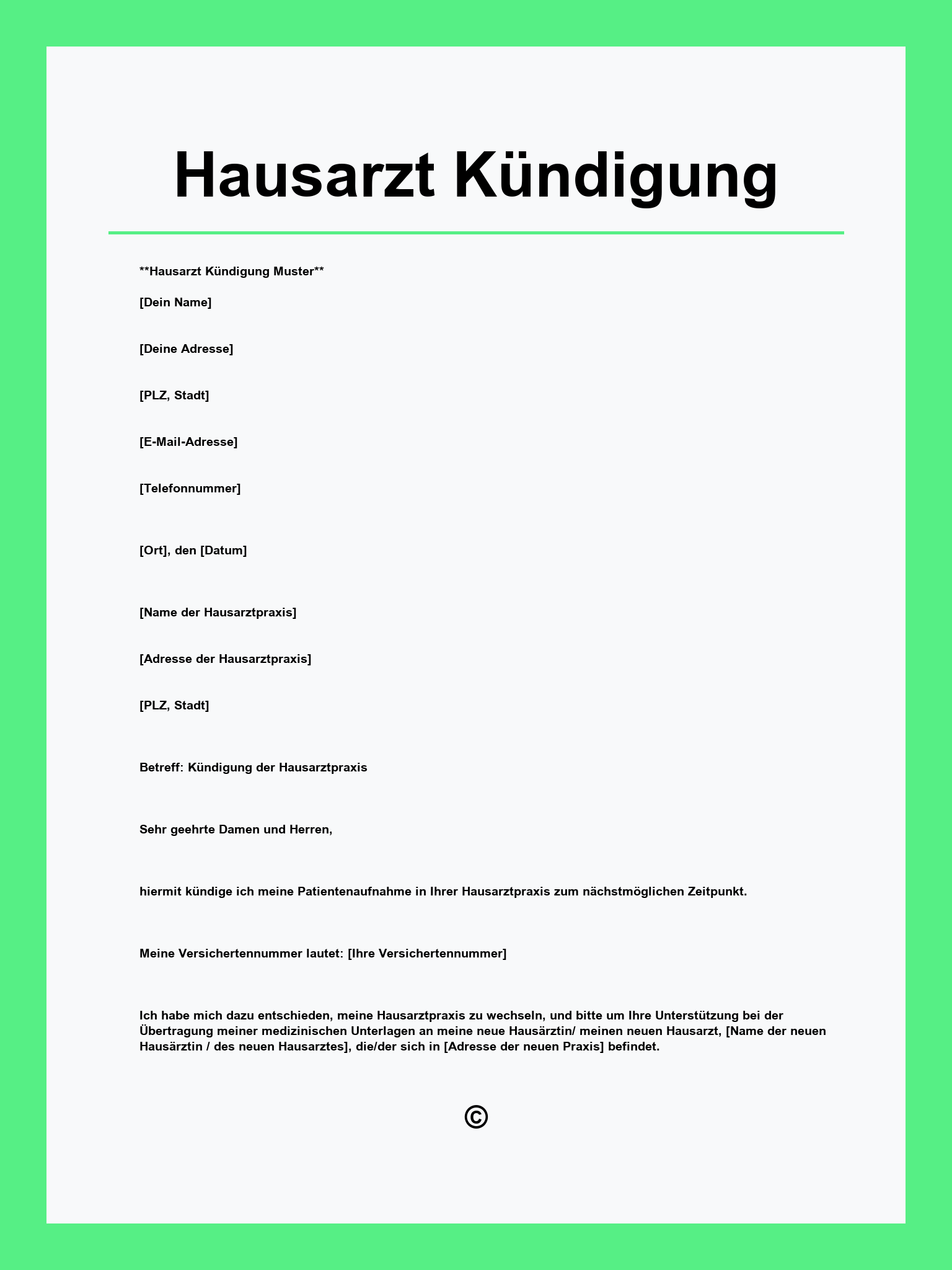 Hausarzt Kündigung Muster